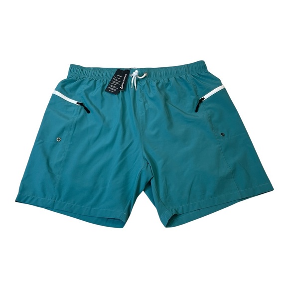 Silkworld Teal 7” Swim Athletic Shorts Attached Boxer Shorts Mens Size XXL New - Picture 1 of 13